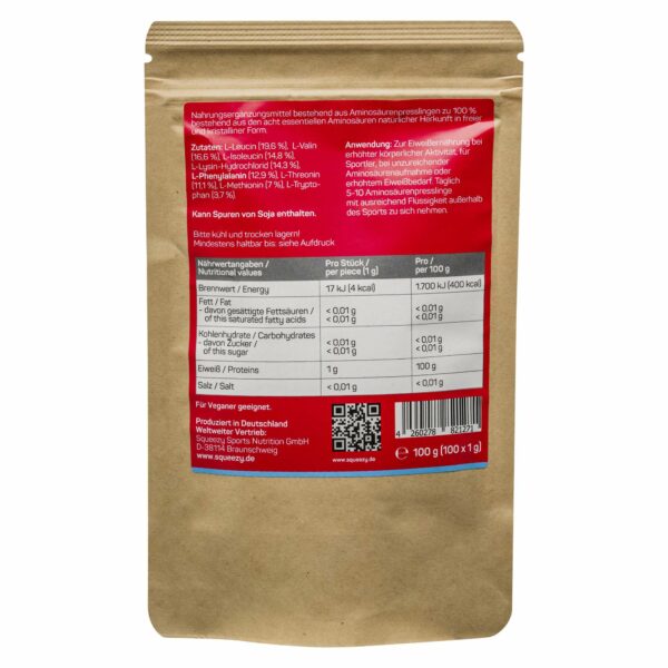 SQUEEZY 100% Pure Amino 1000 mg - 100 tabletter