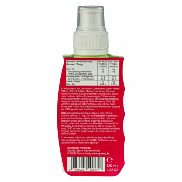SQUEEZY Energy Gel 125ml flaske - Cola + koffein