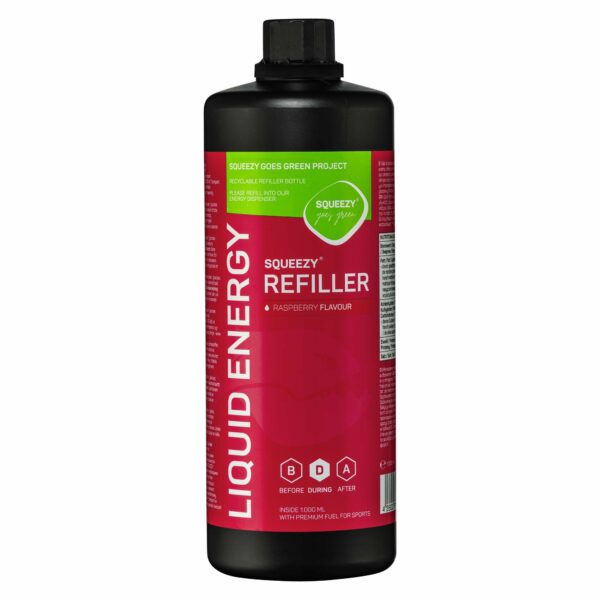 SQUEEZY Liquid Energy Gel Refiller 1000 ml (1 liter) - Bringebær